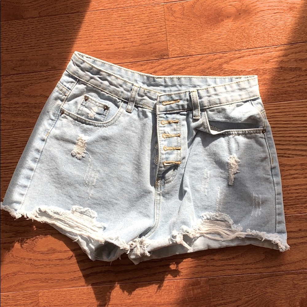 High waisted jean shorts